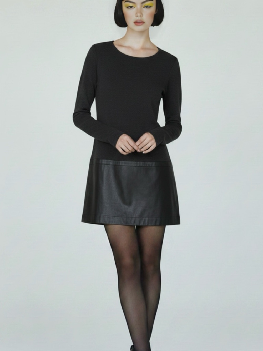 THEORY Women’s DressTrim A-Line Long Sleeve 100% LAMB/|D'AGNEAU SKIRT Size S/P